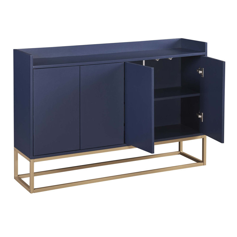 Joshveer Modern Sideboard Elegant Buffet Cabinet with Large Storage Space for Dining Room, Entryway, Navy / Gold