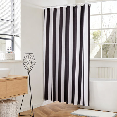 Rideau de douche à rayures verticales classique, tissu en polyester robuste et imperméable, design rétro rétro minimaliste pour un décor de salle de bain moderne, 72 po x 72 po