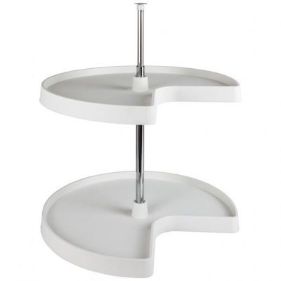 24" Diameter Kidney Plastic Lazy Susan Set with Twist and Lock Pole