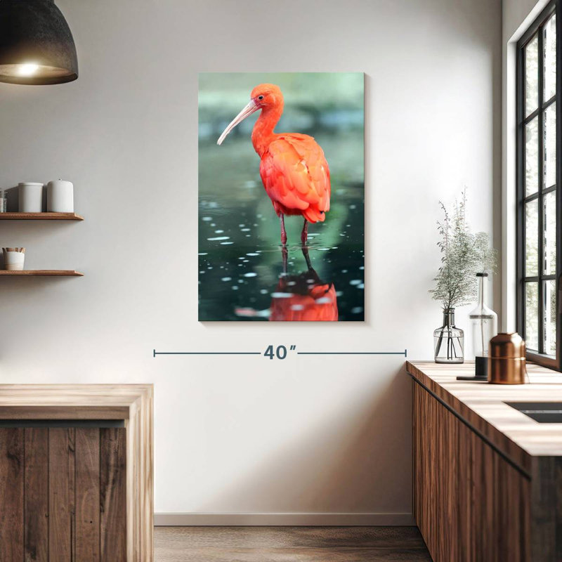 Brampt Scarlet Ibis Bird, 39" H x 26" W