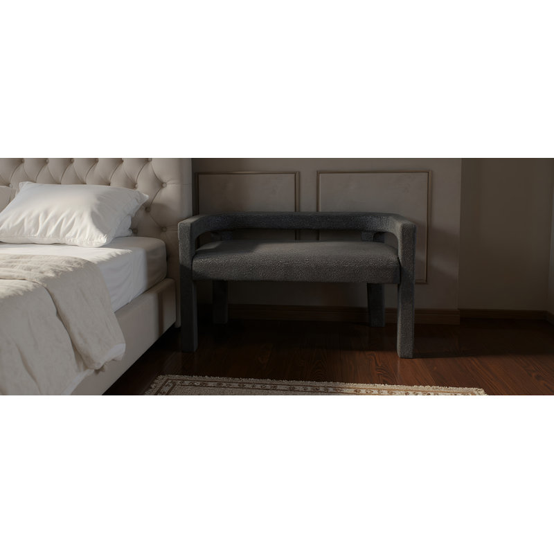 Banc en cèdre 67 po Cedernier, Tissu bouclé noir