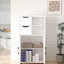 Armoire de rangement à double porte avec espace intérieur réglable, tiroirs et tablettes ouvertes pour la décoration intérieure dans le salon de bureau, panneau de particules blanc, tablettes en solution de 11,79 po de largeur, tablettes, conception