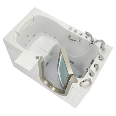 Ella Royal Acrylic Hydro Massage w/ Independent Foot Massage Walk-In Bathtub, 5 Piece Fast Fill Faucet, 2" Dual Drain