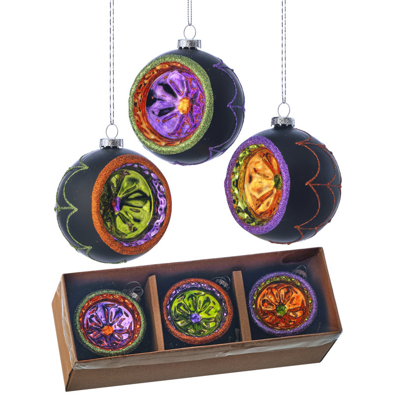 Ornements réfléchissants en verre 3 "Spooky