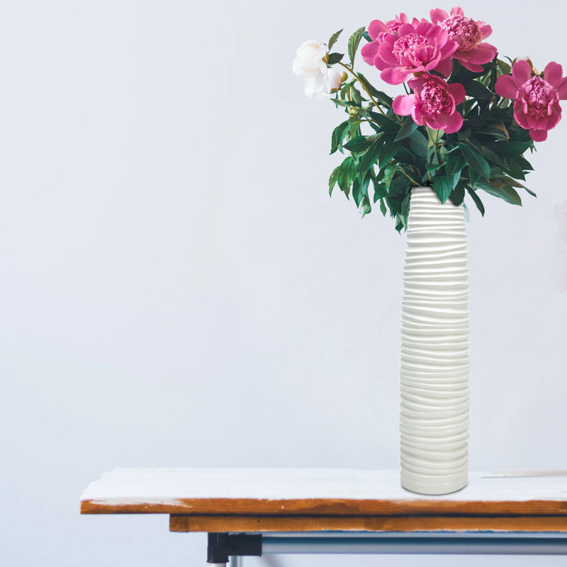 Ceramic / Porcelain Floor Vase, Large (24" H x 6.5" W x 6.5" D), White