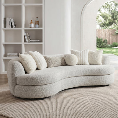 Modern Sofa Iniko Sofa W/6 Pillows,  Boucle LV02542