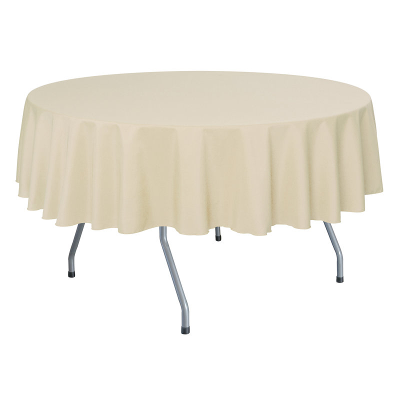 Ultimate Textile - Round Polyester Linen Tablecloth, 84" x 84", 10, Tan