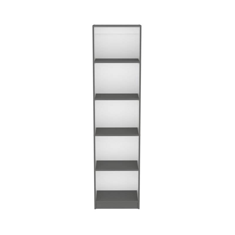 Bibliothèque Home Xs avec tablettes à 5 niveaux et design mince - gris mat / blanc - bureau, Gris / Blanc