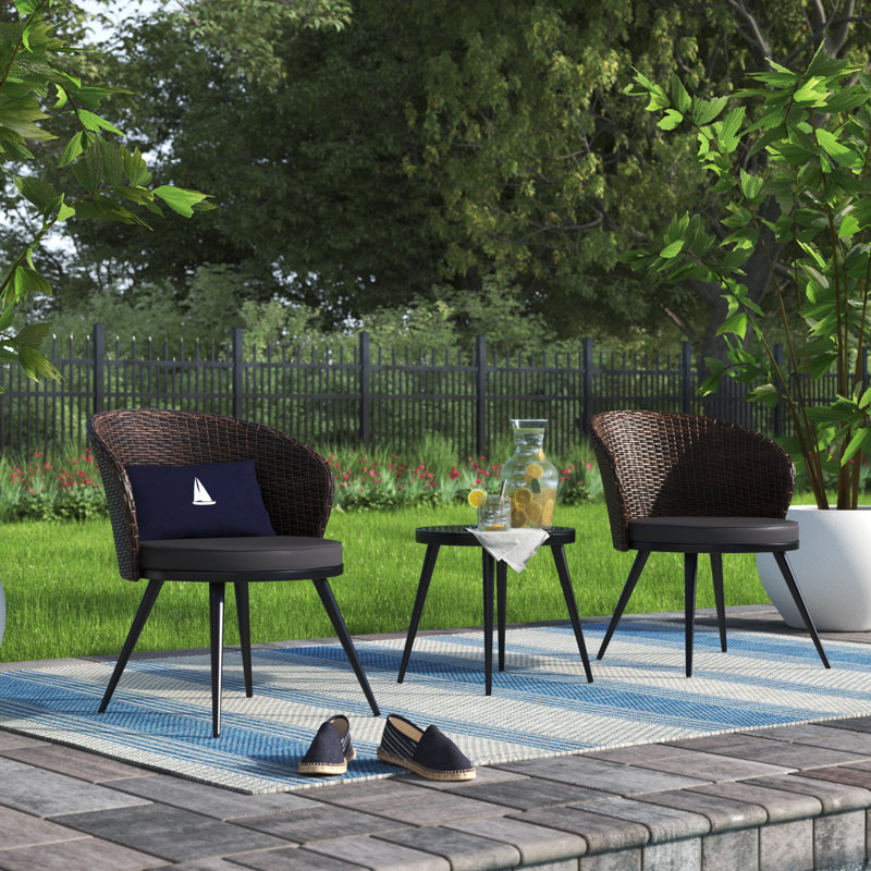 Ensemble de 3 chaises de jardin bistro Audrieanna