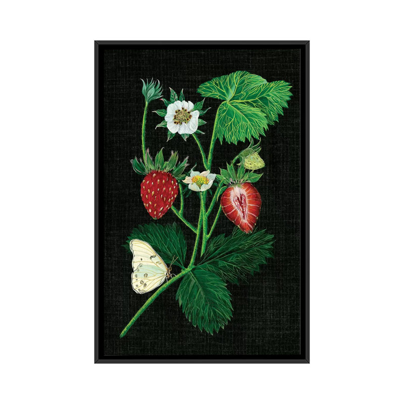 « fraise fields i », impression sur toile, H 26 po x l 18 po x P 1,5 po, Toile avec cadre noir, Pas de tapis