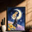 Reproduction encadrée noire, déesse de la lune, art mural Myths and Legends-1840633410