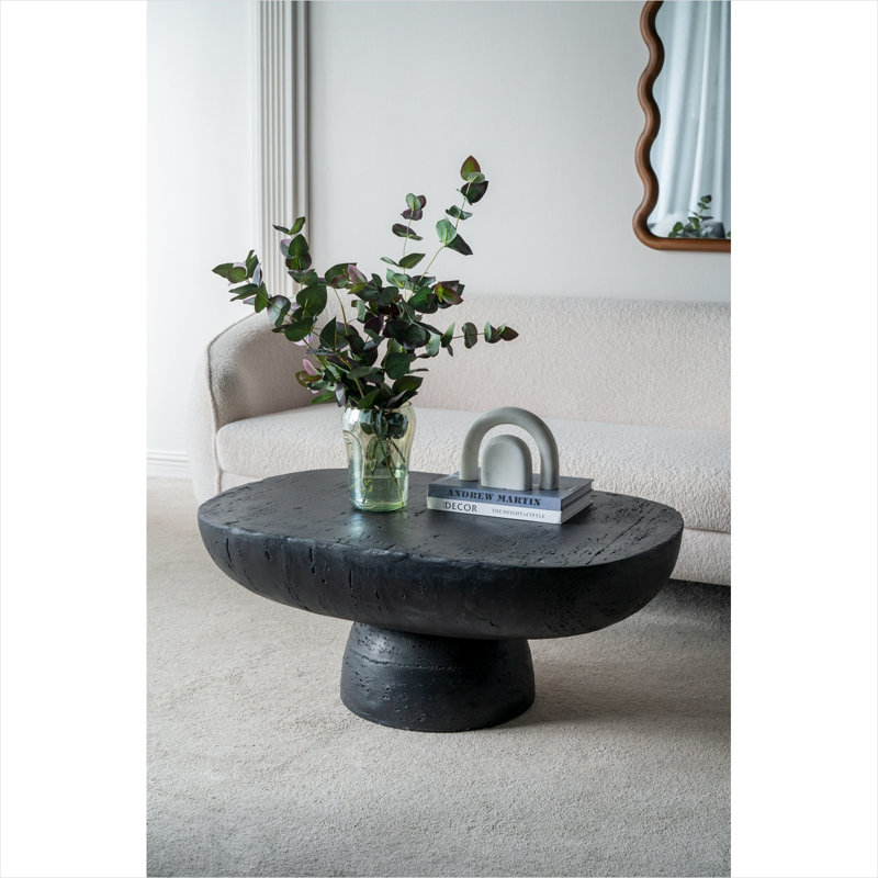 Table basse ovale 36 pouces pour le salon, oxyde de magnésium noir élégant, 36 x 24 x 15 pouces