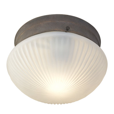 Plafonnier encastré 7,5 po, luminaire rond traditionnel avec abat-jour en verre nervuré givré, finition pierre du désert, idéal pour le couloir, le placard, la salle de lavage et les petits espaces