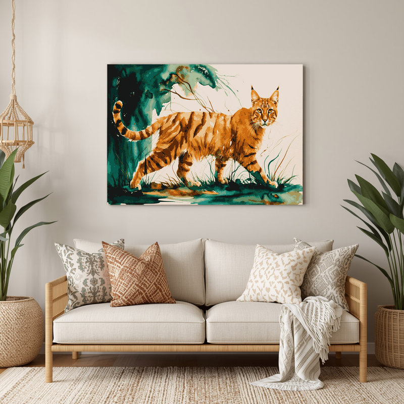 Faune, chat doré africain, art mural en métal, H 11 po x l 14 po