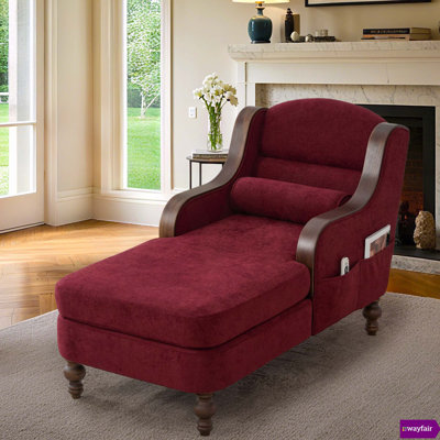 Alhertine 27.17" W Elegant Upholstered Chaise with Chenille Fabric & Side Storage by Latitude Run
