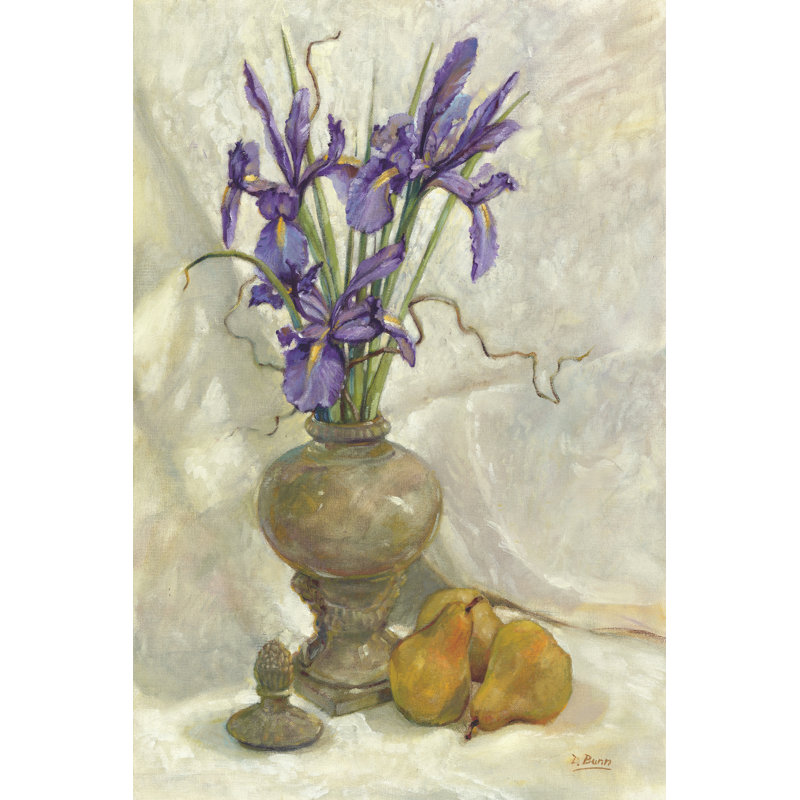 Purple Iris & Pear 1 Piece Wrapped Canvas Painting, 91cm H x 61cm W x 3.8cm D