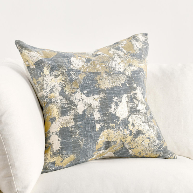 Abstract Cotton Blend Reversible Throw Pillow, Blue Abstract