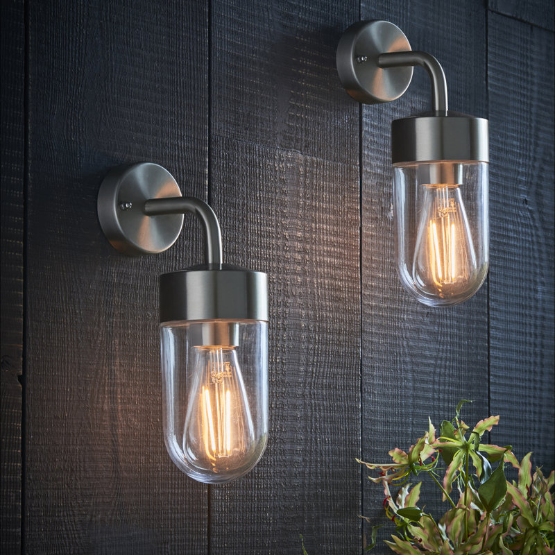 Myla 21cm H Outdoor Barn Light, Brushed Stainless Steel