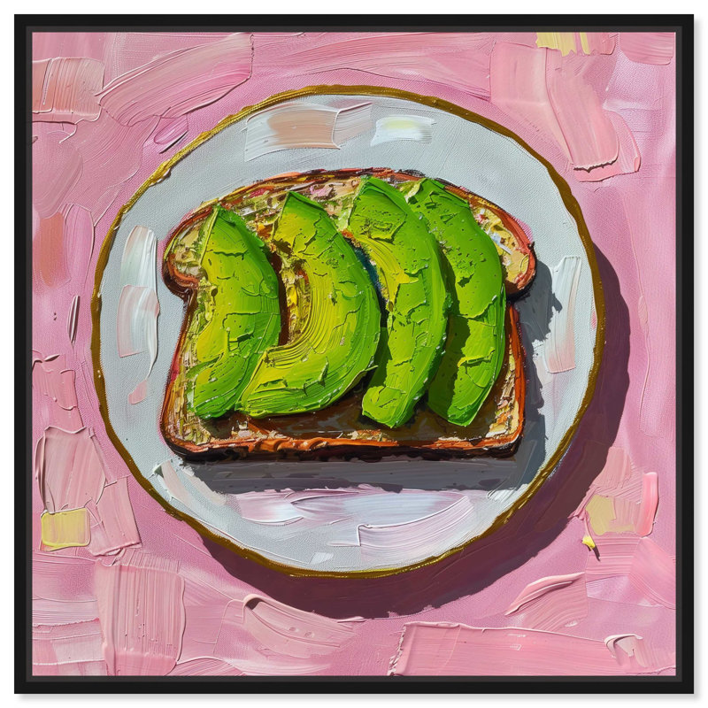 «Avocado Toast Canvas Trendy Kitchen Art» par Art Remedy, Cadre noir, H 25 po x l 25 po