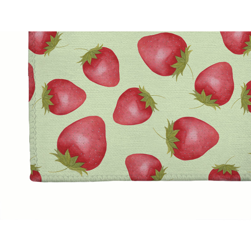Tapis de bureau léger Summer Strawberries, L 60 po x P 84 po, Limette