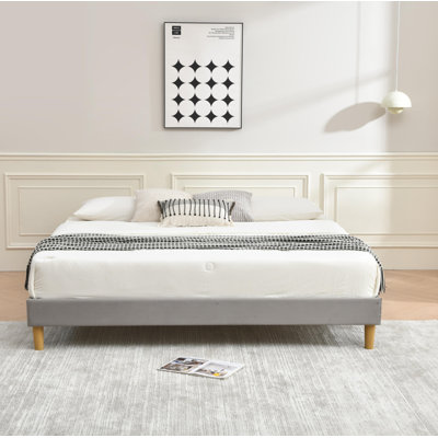 Lit plateforme en tissu d'ameublement