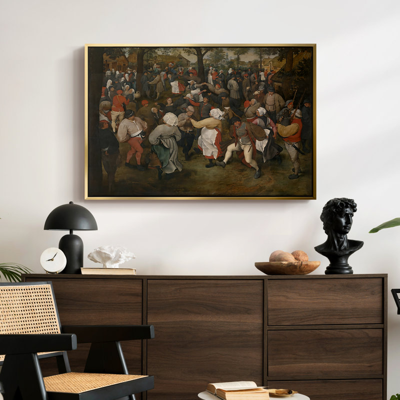La danse du mariage, v. 1566-Peter Bruegel l'Ancien, toile tendue avec châssis, 24 po x 36 po, Doré