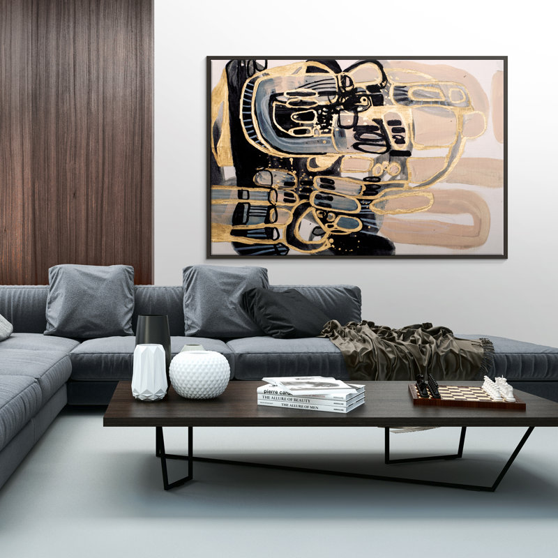 1 Piece Painting on Canvas, 102cm H x 152cm W, Black Floater Frame