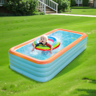 Spacious Inflatable Swimming Pool - 25 In Durable Family Fun For All Ages, Ideal For Summer Backyard Parties (green-orange 3m)