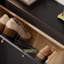 Banc de rangement noir pour chaussures en bois massif