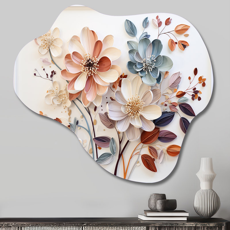 «White Botanical Collage - Botanicals», art mural en métal asymétrique, H 22 po x l 30 po