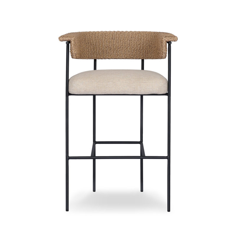 Carrie Outdoor Bar Stool, Beige, 30", Brown