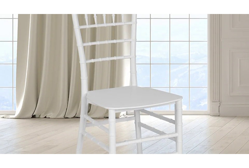 Elegant Mahogany Brown Resin Chiavari Stackable Chair