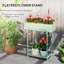 2 Tier Plant Stand Metal Rack Shelf with Drainage Holes Green