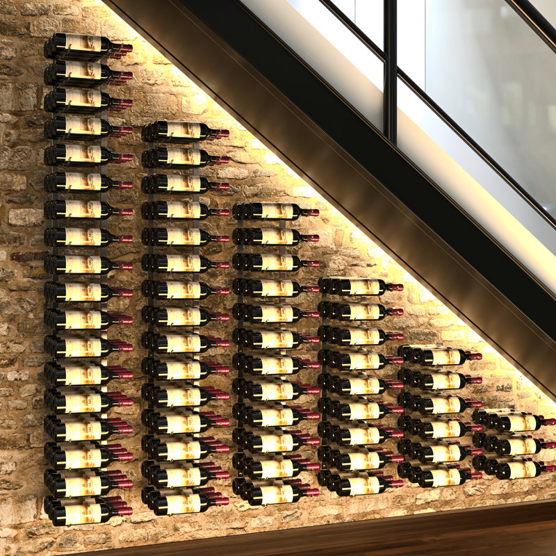 18 Bottle Wall Mounted Wine Bottle Rack, Matte Black, 61cm H x 33cm W x 30.5cm D