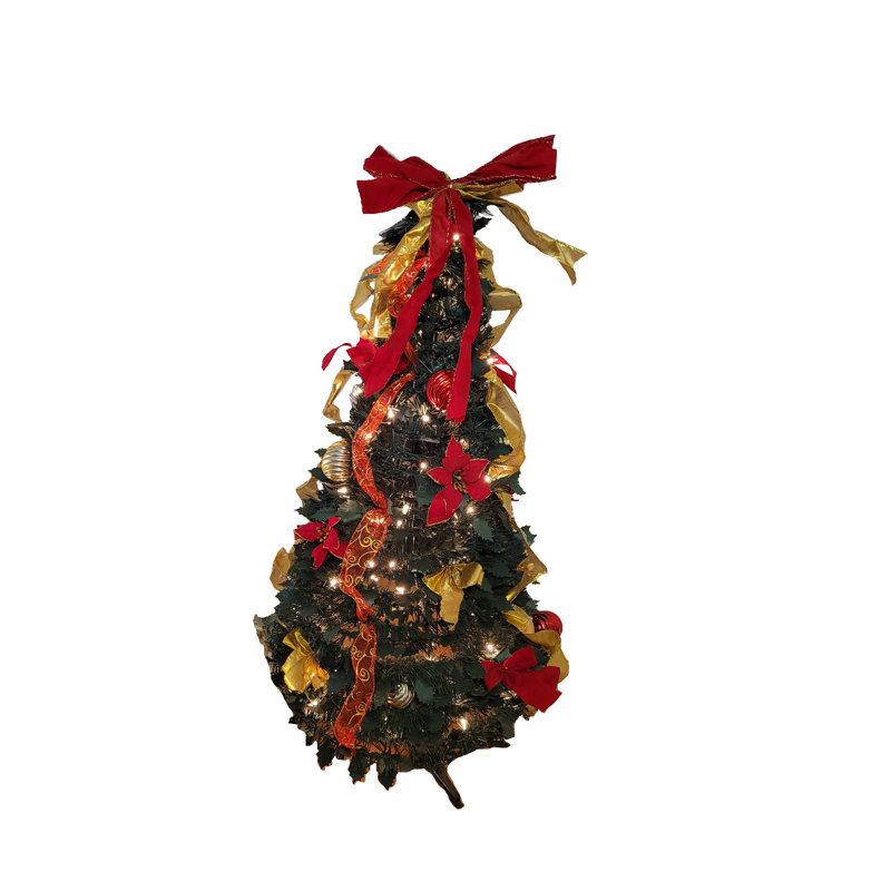 Arbre de Noël épinette vert 4 pi avec 100 lumières et ruban