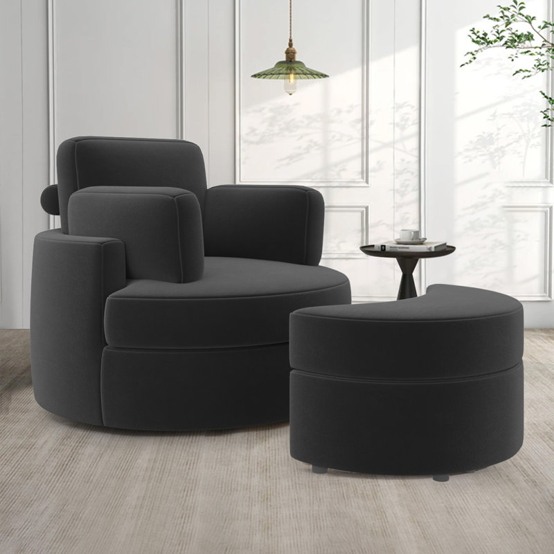 Kamyia 36,2 po de large, Microfibre noire / microsuède