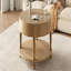 Table basse avec rangement double pour le salon, table basse ronde moderne de 31,5 po avec rangement et compartiment caché, pieds de nivellement réglables, assemblage facile (bois naturel)
