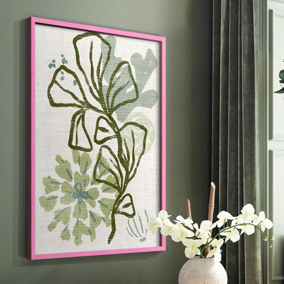 Coral Blockprint III, reproduction encadrée - bois massif