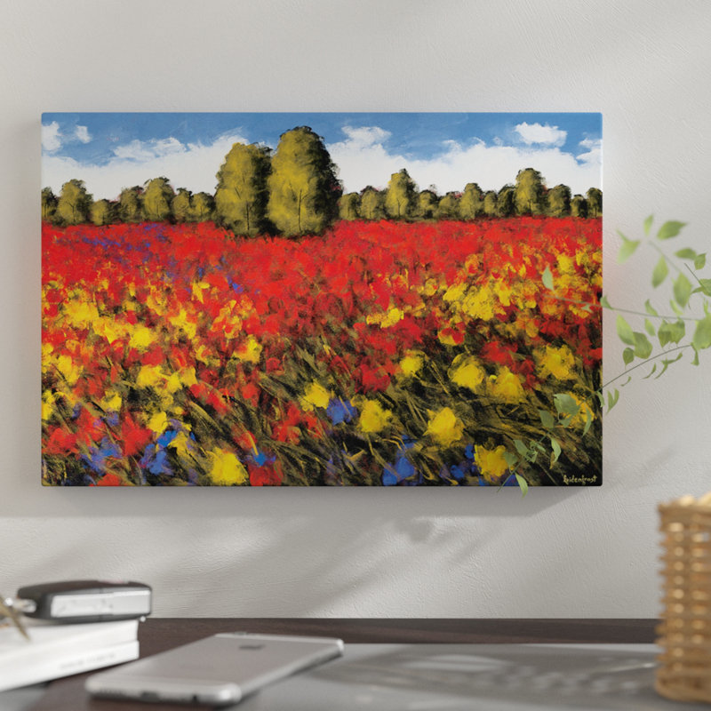 «Summer Splendor», reproduction de peinture à l'aquarelle sur toile tendue, H 26 po x l 40 po x P 1,5 po, Pas de tapis