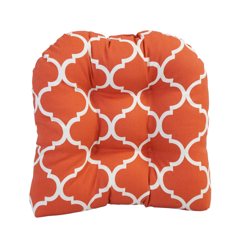 Sihara Outdoor 5'' Dining Chair Seat Cushion, Orange/White