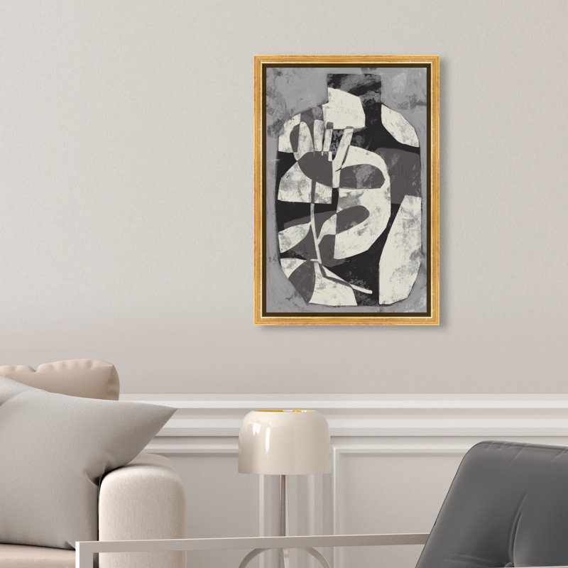 Minimalist Vase Canvas Abstract Print by Oliver Gal, Black Frame, 10 x 15, 31"H x 21"W, Gold Floater Frame