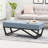Chic Blue Bench With Button- Seat And Rectangular Shape, 16.5" H X 48.45" W 17.5" D Elegant In Look,
