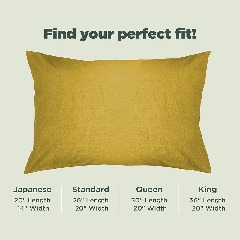 Soft Cotton Pillowcases with Enclosed Sleeve Design Breathable Pillow Case for Easy Removal, Standard, Yellow Hemp