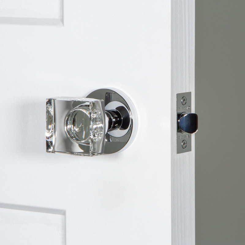 Viaggio Circolo Rosette Passage (Hall & Closet) with Quadrato Crystal Knob, Bright Chrome, 2.75"