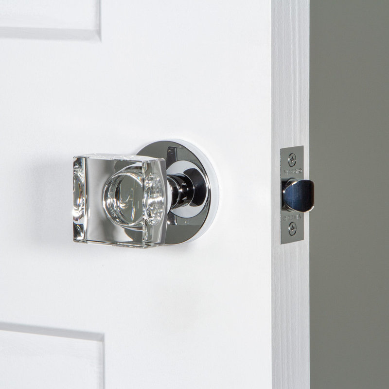 Viaggio Circolo Rosette with Quadrato Crystal Knob, 2.375", Bright Chrome