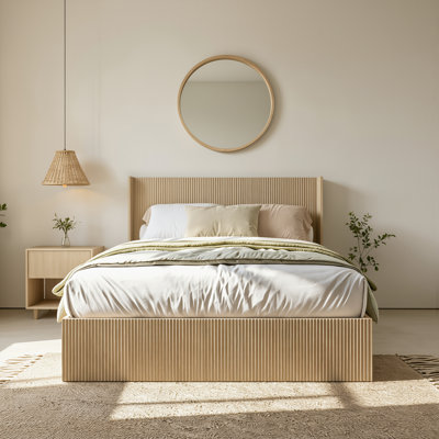 Queen Size Wooden Slat Platform Bed Frame with Lifting Storage, Silent and Stylish Design for Maximum Space Efficiency