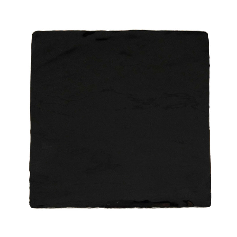 Harper 5" x 5" Beveled Ceramic Tile, Black