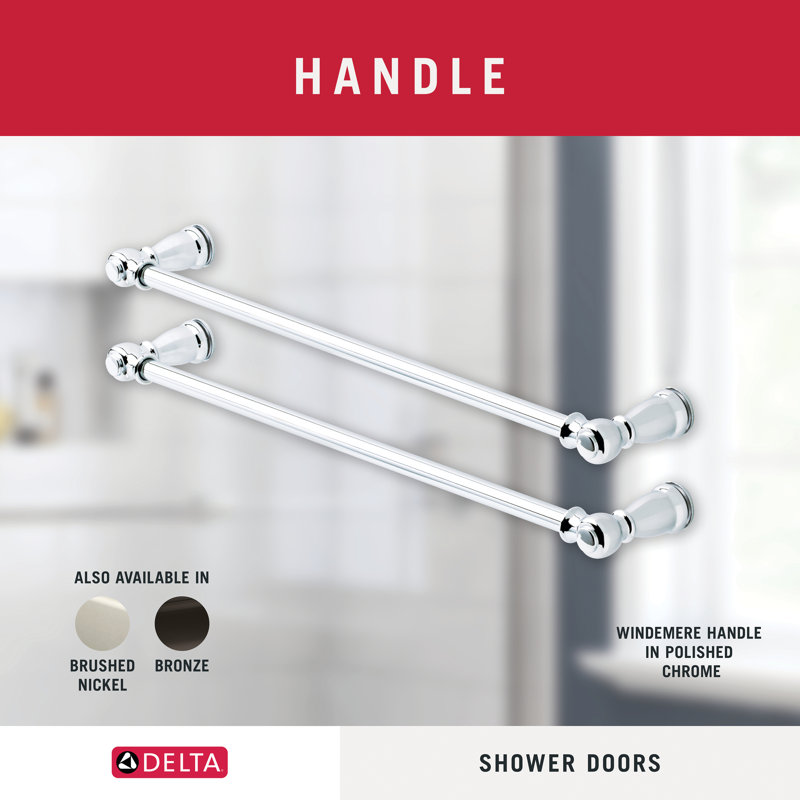 Porte de douche coulissante traditionnelle avec verre Niebla 48 "x 70" Windemere, Argent