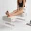 Tabouret de toilette moderne et minimaliste de luxe avec similicuir blanc, éponge haute densité et pieds en acrylique transparent pour les chambres à coucher et les salons