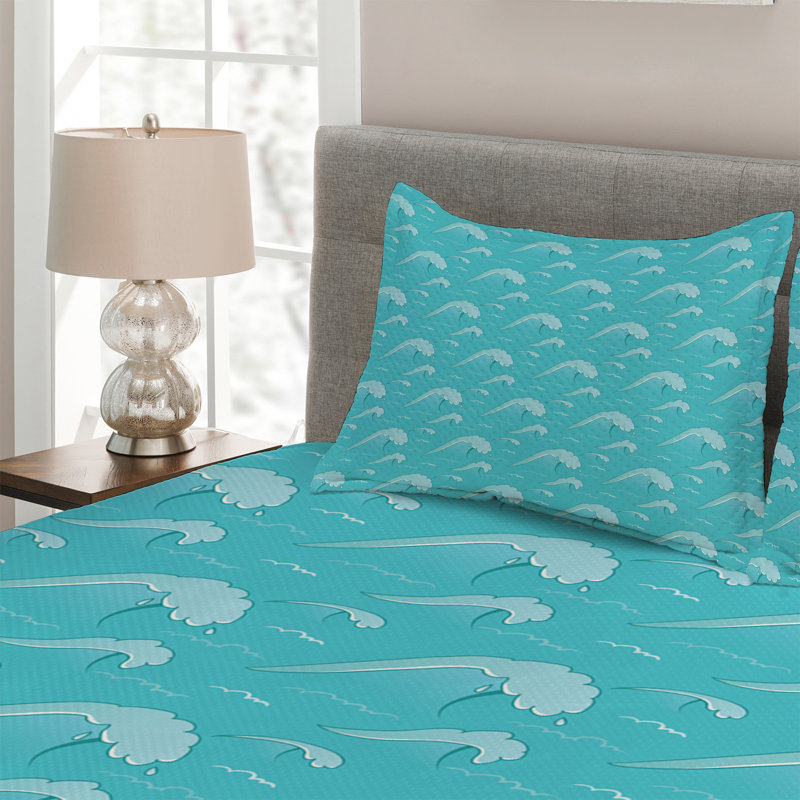 Hypnotic Coastal Polyester Coverlet, King Bedspread + 2 Shams